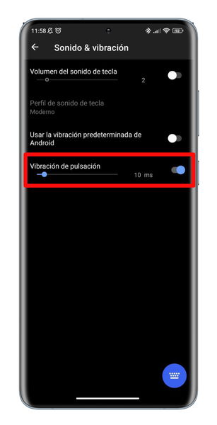 Vibración y pulsación del teclado SwiftKey