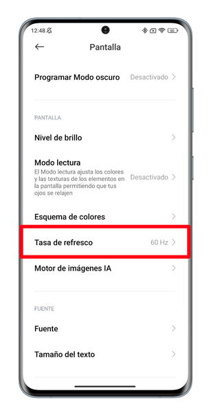 Cómo cambiar la tasa de refresco de la pantalla de tu móvil Xiaomi