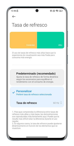 Cómo cambiar la tasa de refresco de la pantalla de tu móvil Xiaomi