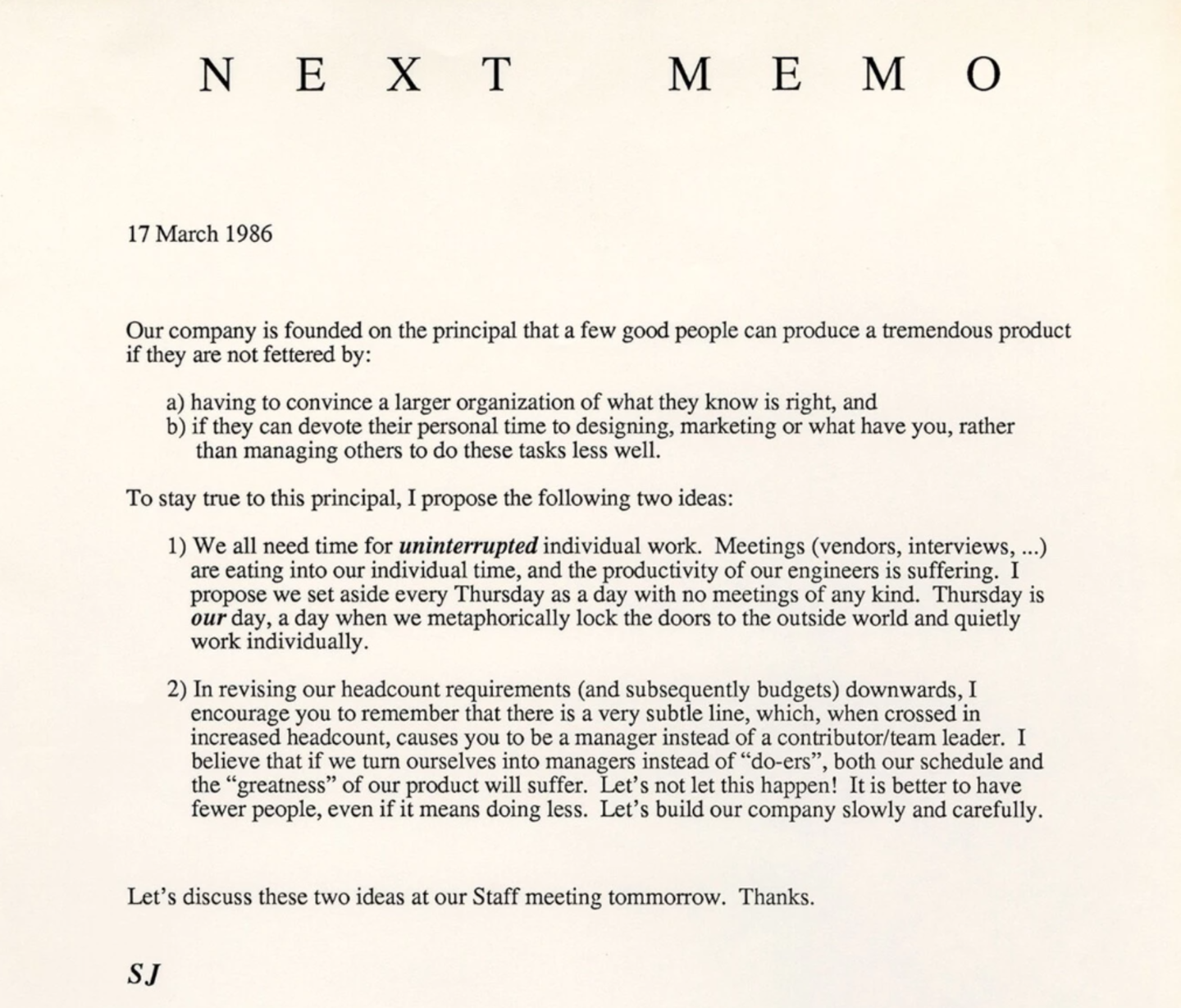 La carta de Steve Jobs en la que busca limitar la productividad