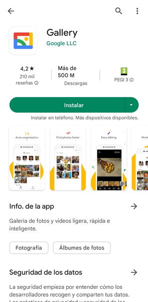 Google tiene una app de galería no demasiado conocida y es la alternativa perfecta a Google Fotos