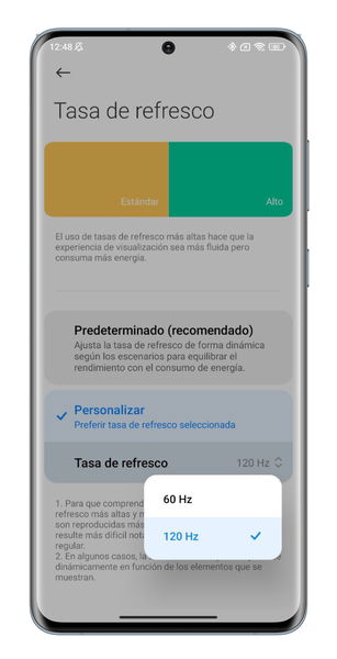 Cómo cambiar la tasa de refresco de la pantalla de tu móvil Xiaomi