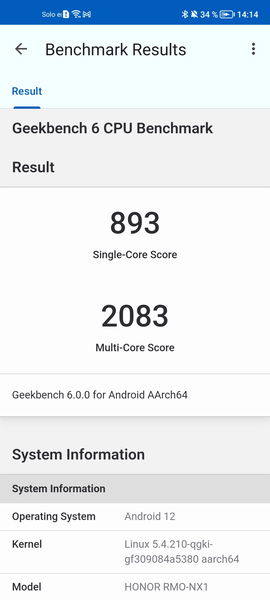 Los resultados de Geekbench del Honor Magic5 Lite