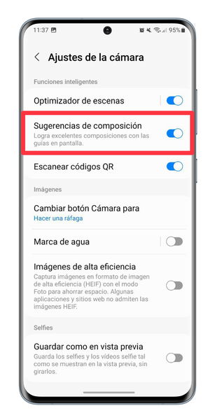 Sugerencias de composición de Samsung