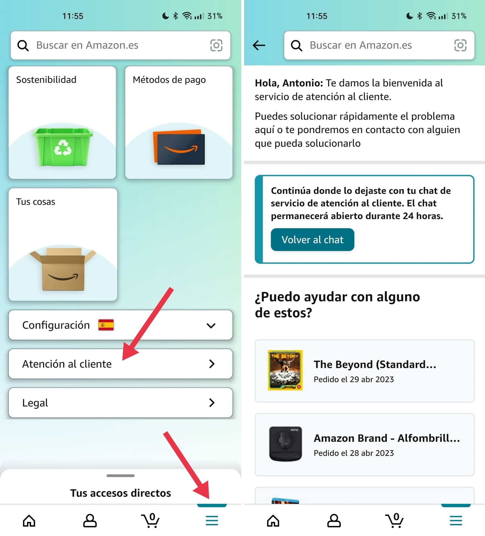 Numero atencion cliente store amazon españa