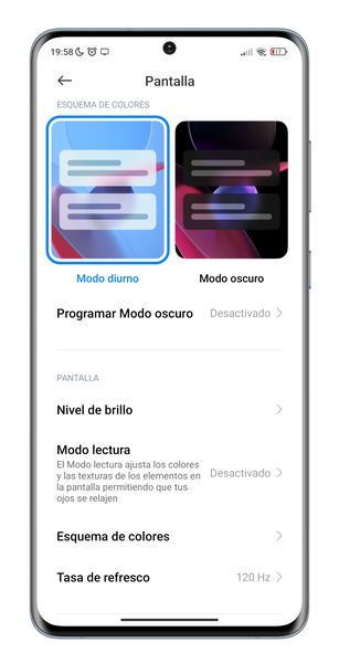 Ajustes en pantalla de Redmi Note 12 5G