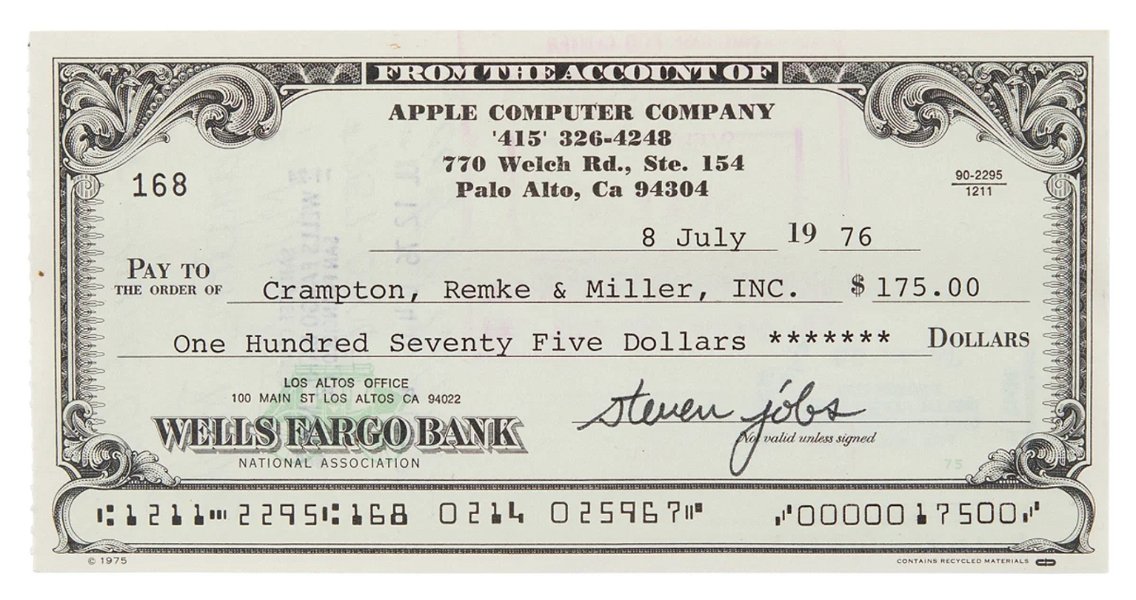 Cheque de Steve Jobs