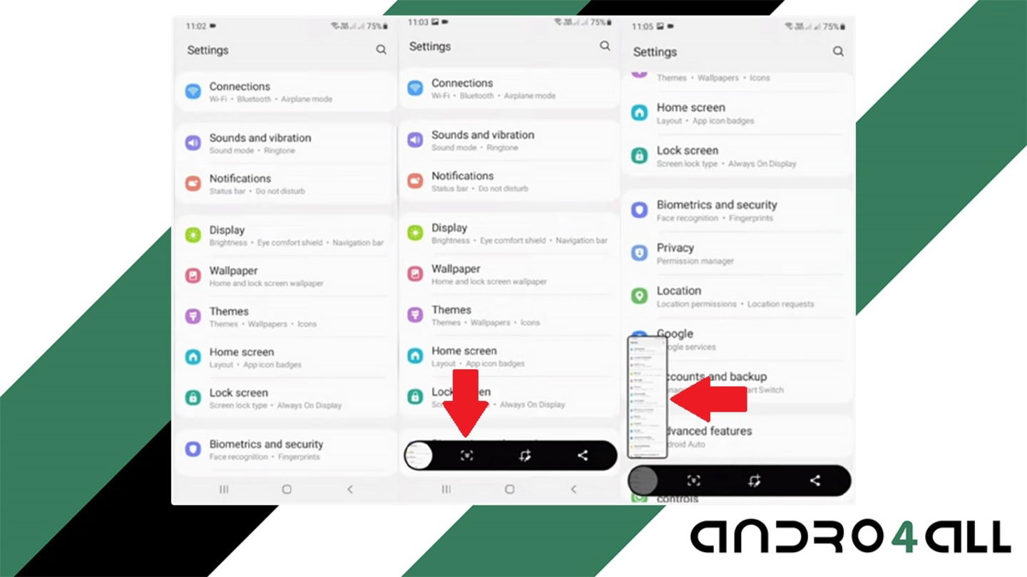 Hacer capturas de pantalla largas en moviles Samsung
