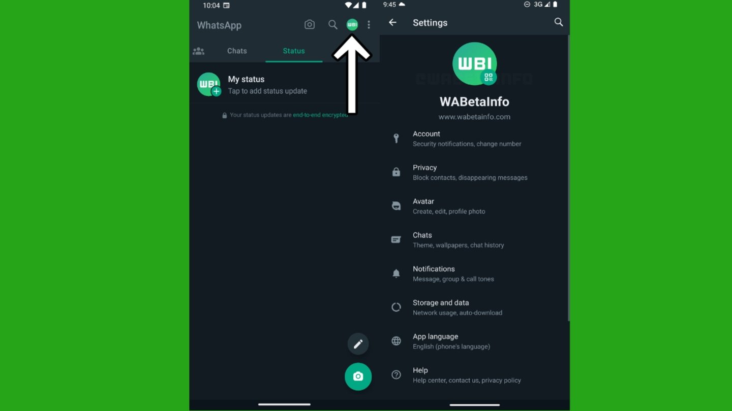 WhatsApp nuevo acceso directo ajustes-principal