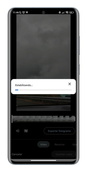 Proceso de estabilización de Google Fotos