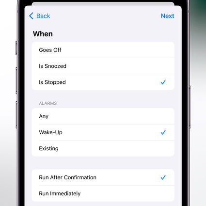 Automatización de alarmas de iPhone