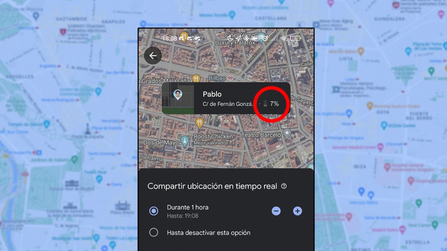 Captura de cómo compartir la localización en Google Maps