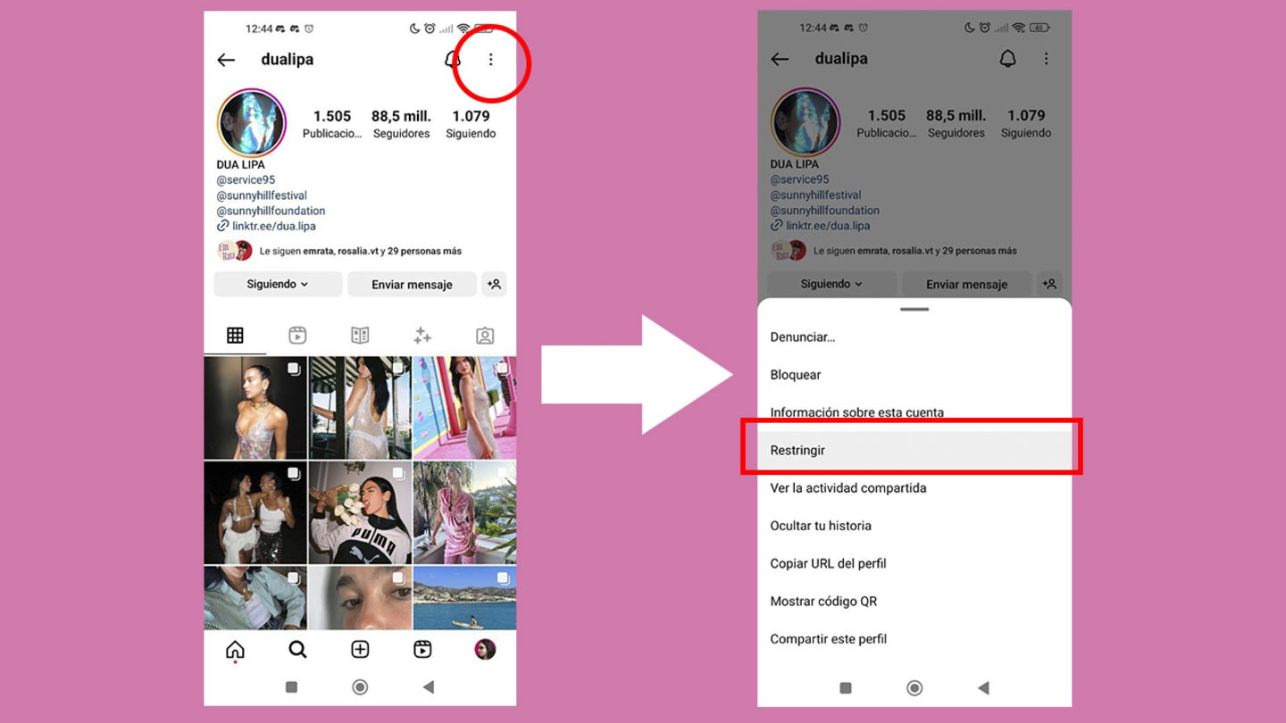 Tutorial de cómo restringuir a alguien en Instagram