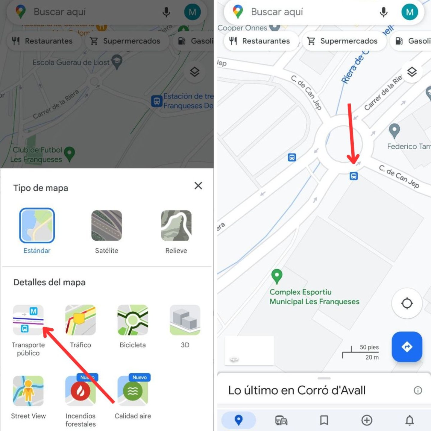 Cómo consultar paradas de autobuses y horarios en Google Maps