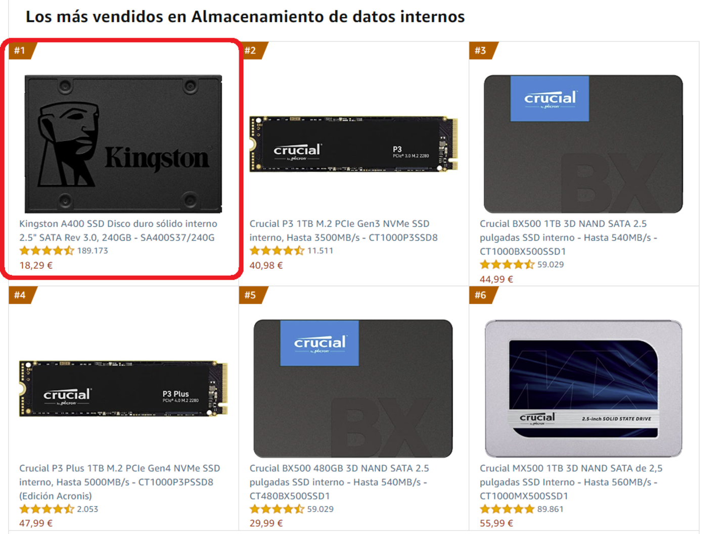 SSD mas vendidos