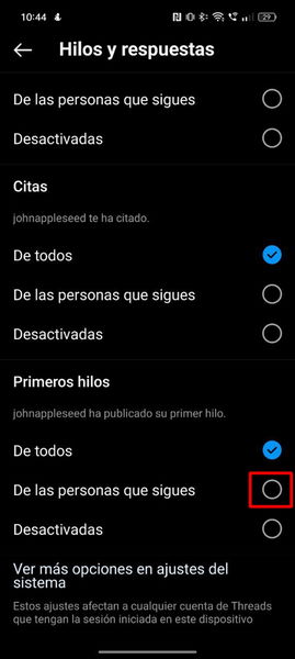 Cómo ver primero las publicaciones de la gente que sigues en Threads