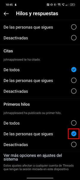 Cómo ver primero las publicaciones de la gente que sigues en Threads