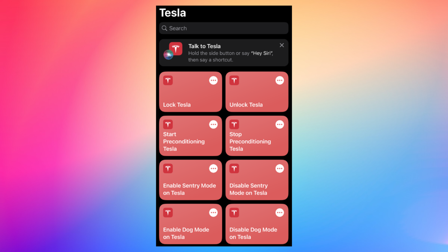 Nuevos atajos de la app Tesla