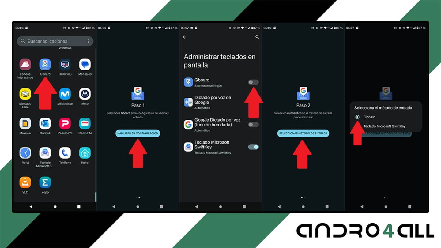 Activar el teclado de Google desde la propia app