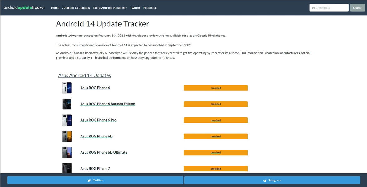 Gracias a esta web puedes saber si tu móvil se va a actualizar Android 14