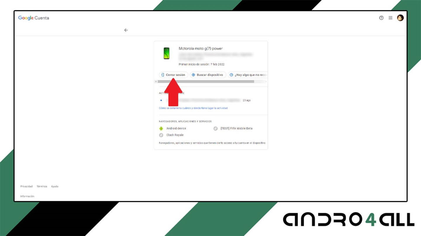 Cerrar sesion de Google en un dispositivo
