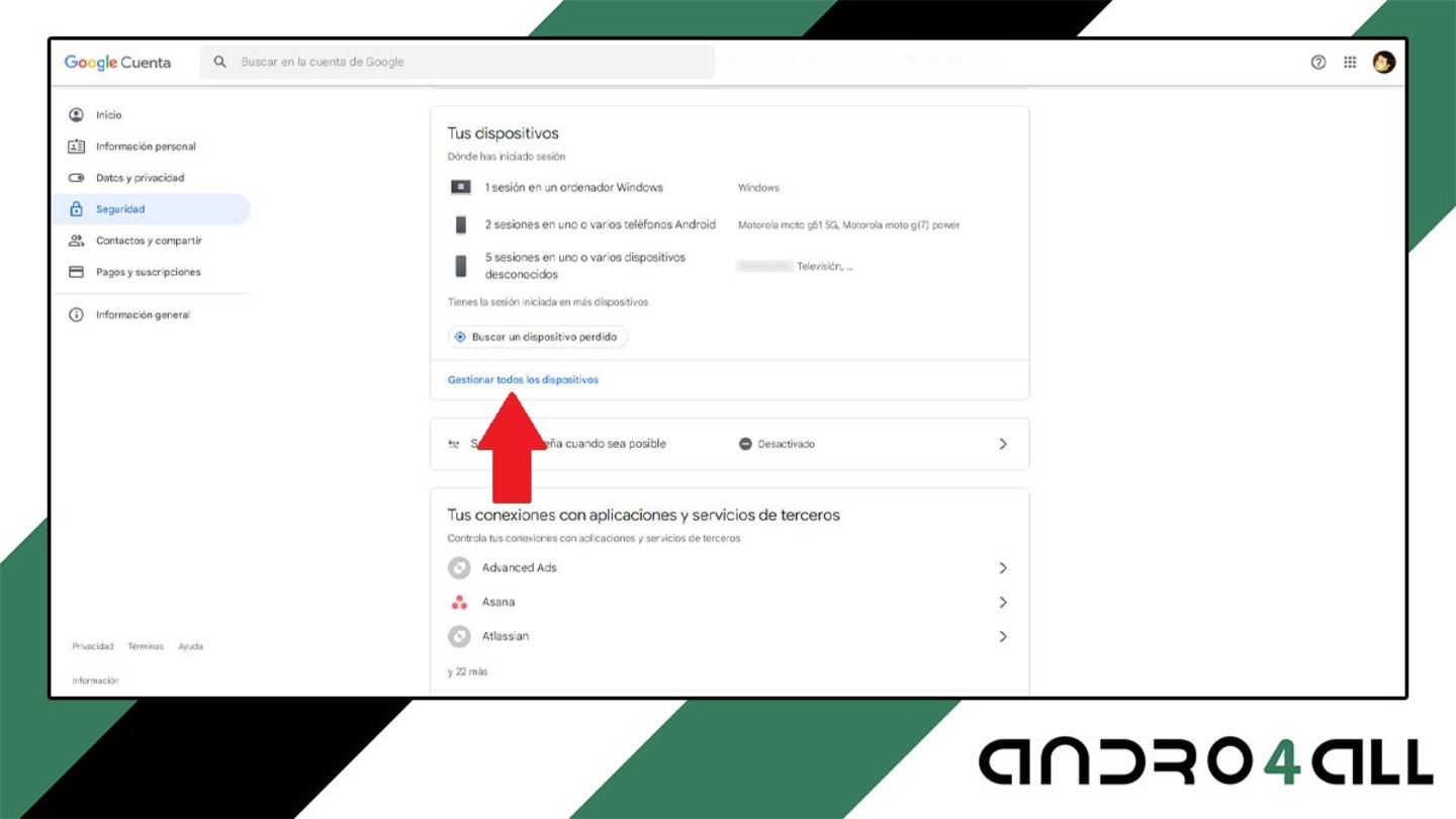 Ver dispositivos que utilizan tu cuenta de Google desde el PC