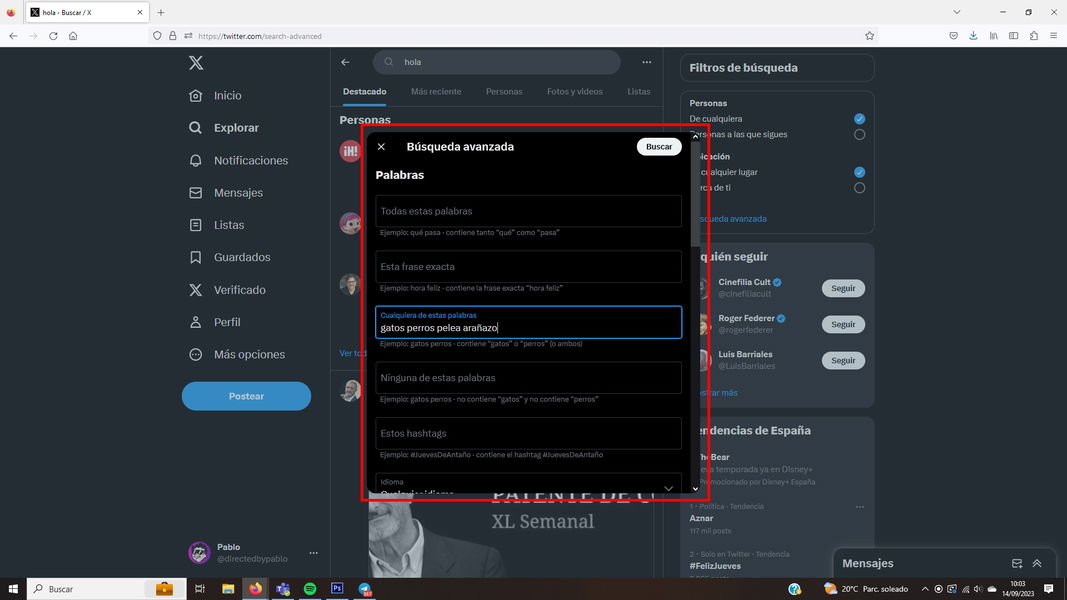 Hacer una búsqueda avanzada en Twitter