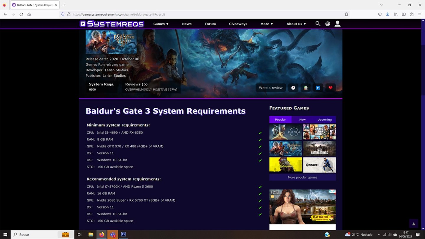 Captura de Game System Requeriment