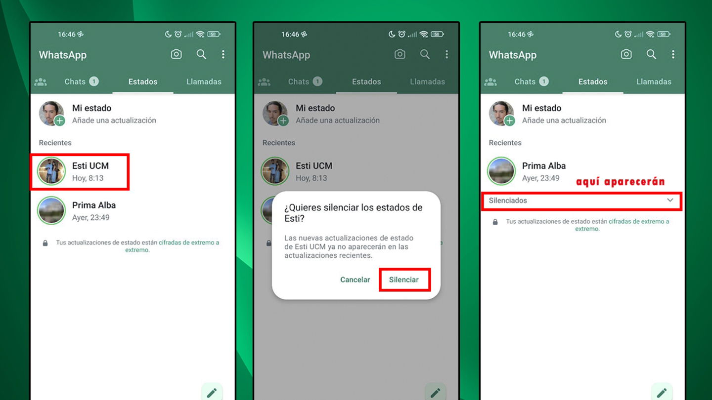 Tutorial de cómo silenciar los estados de un contacto en WhatsApp