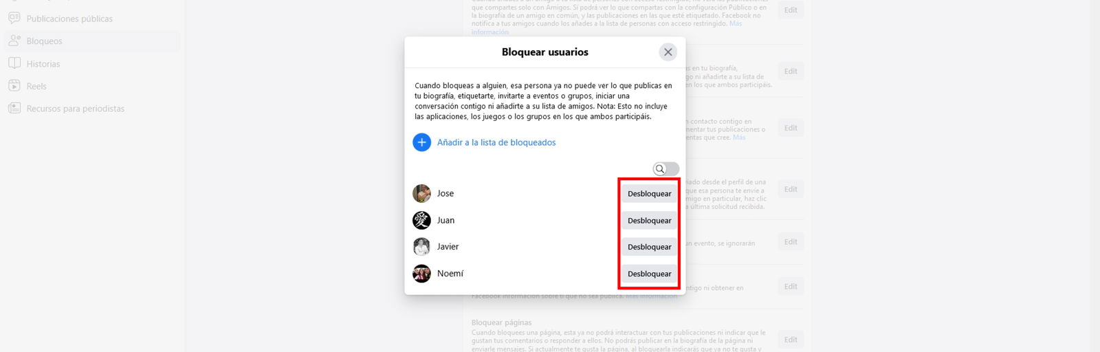 Tutorial de cómo desbloquear en Facebook