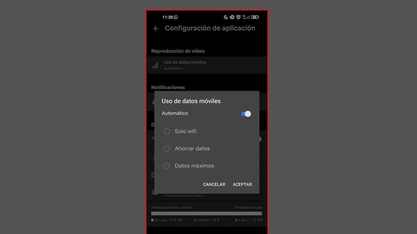 Cambia el uso de datos móviles de Netflix