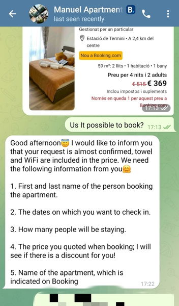 No caigas en la trampa: los anuncios de Booking que te redirigen a Telegram son una estafa