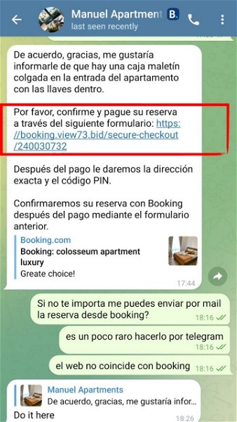 No caigas en la trampa: los anuncios de Booking que te redirigen a Telegram son una estafa
