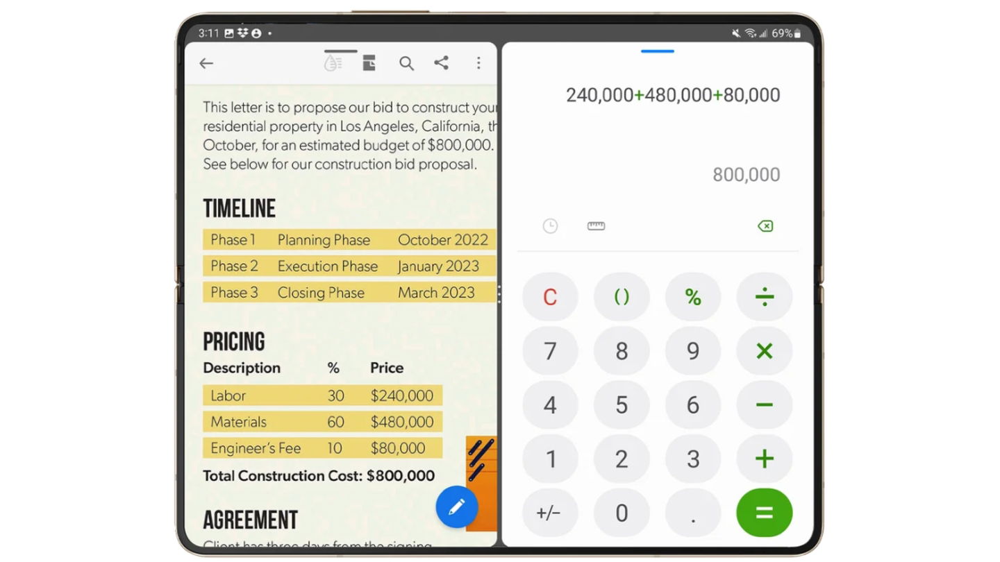 Adobe Acrobat Reader en un móvil plegable