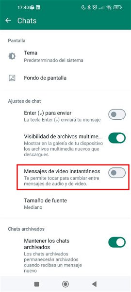 Cómo quitar los mensajes de vídeo instantáneos de WhatsApp