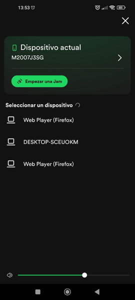 Captura de la aplicación de Spotify