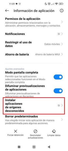 Aplicaciones, desde Ajustes, en un móvil Xiaomi