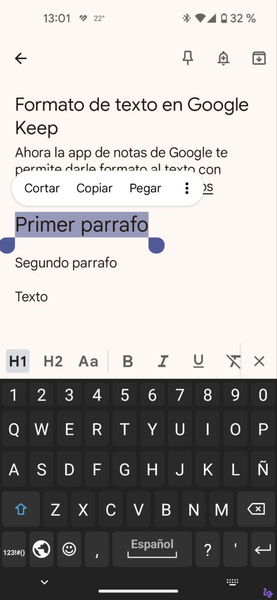 Cómo dar formato de texto a tus notas de Google Keep: negritas, cursivas y mucho más