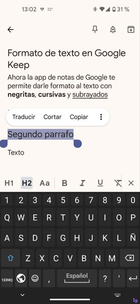 Cómo dar formato de texto a tus notas de Google Keep: negritas, cursivas y mucho más