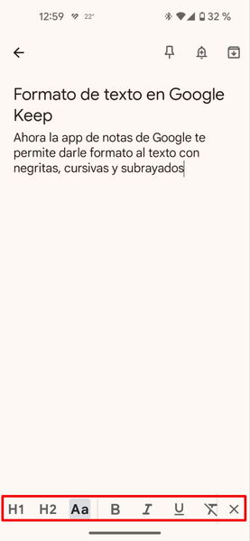 Cómo dar formato de texto a tus notas de Google Keep: negritas, cursivas y mucho más