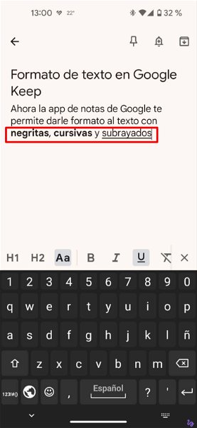 Cómo dar formato de texto a tus notas de Google Keep: negritas, cursivas y mucho más