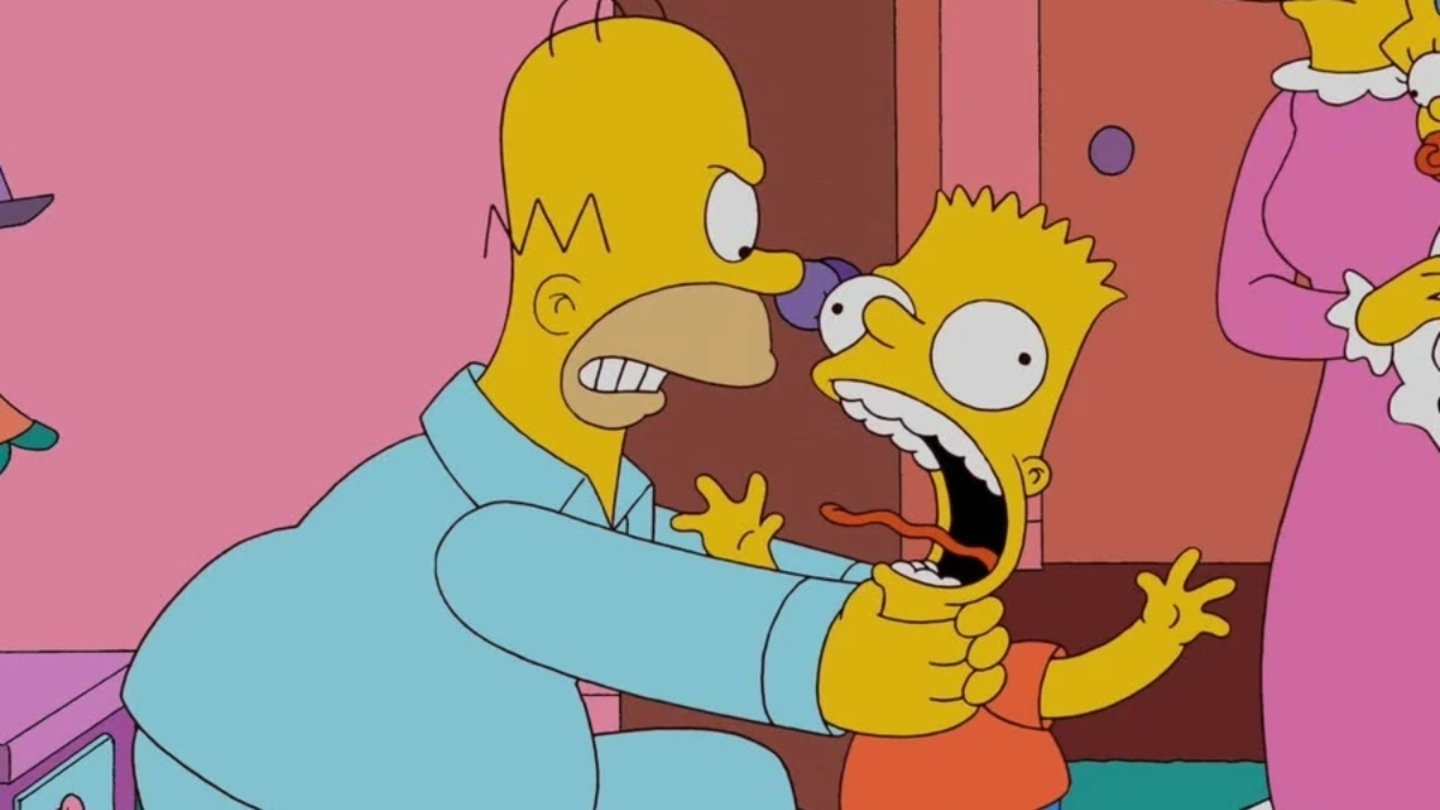 Homer Simpson estrangula a Bart