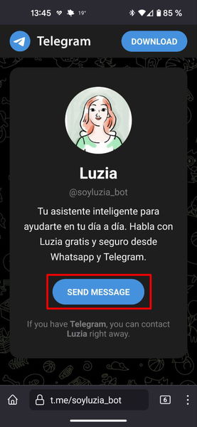 Cómo instalar LuzIA en Telegram y qué puedes hacer con este chatbot de IA