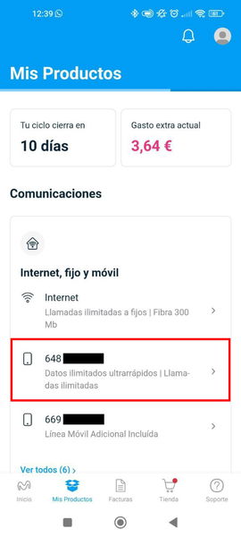 Captura de aplicación Mi Movistar