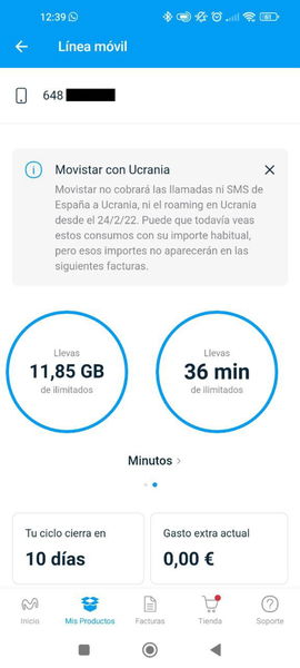 Captura de aplicación Mi Movistar