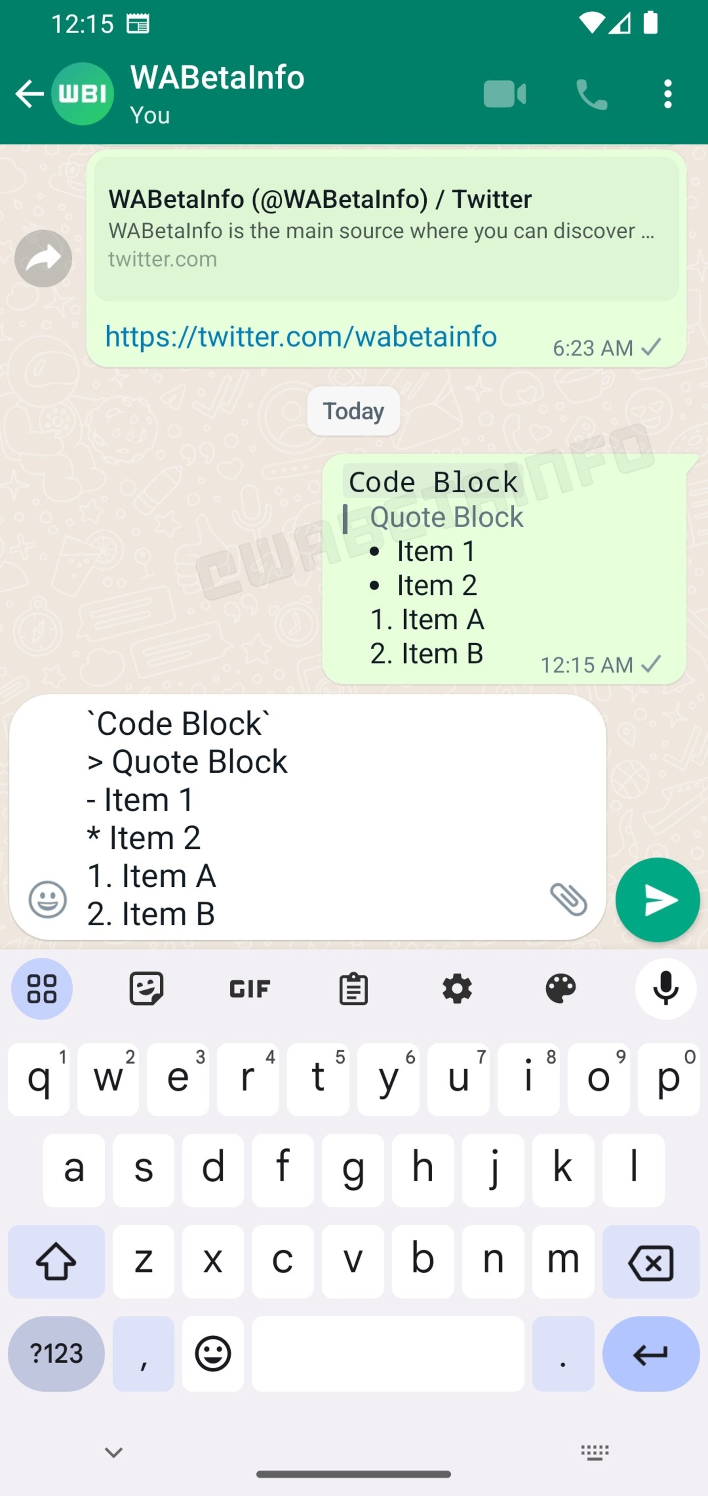 Opciones de formateo de texto en WhatsApp