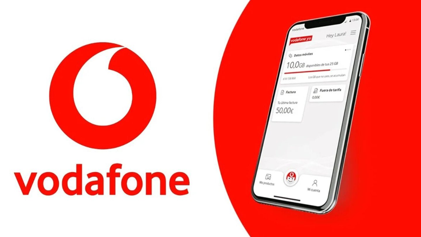 Logo de Vodafone y móvil