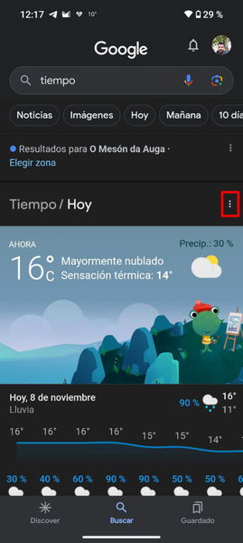 Como añadir un acceso directo a la app de tiempo de Google en la pantalla de inicio de tu Android