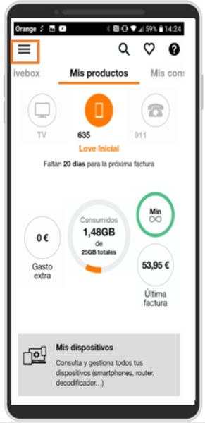 Aplicación de Mi Orange