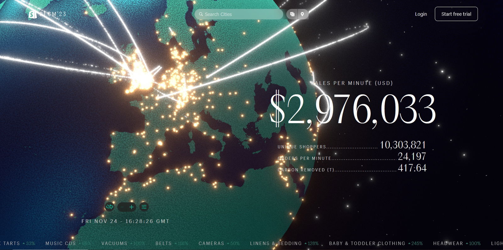 Este mapa muestra en tiempo real cuánto dinero está gastando la gente durante el Black Friday